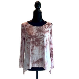 AMERICAN Eagle Soft and Sexy Cold Shoulder Mauve Tie Dye Long Sleeve Top